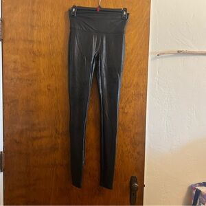 SPANX Faux Leather Black Leggings Sz. M Tall